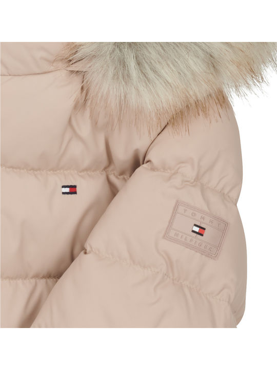 Kids' Quilted Jacket with Hood Beige ESSENTIAL DOWN