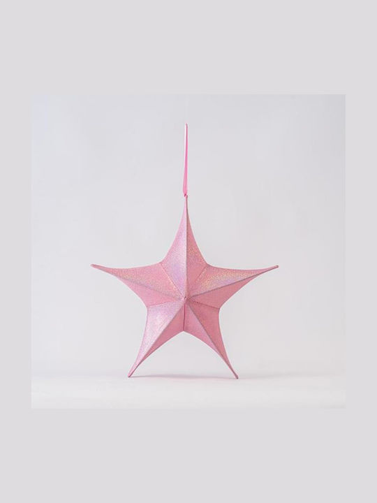 Eurolamp Χριστουγεννιάτικο Διακοσμητικó Κρεμαστό Αστέρι Υφασμάτινο Ροζ