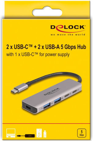 DeLock USB 3.1 USB-C 5 Port Hub Gray