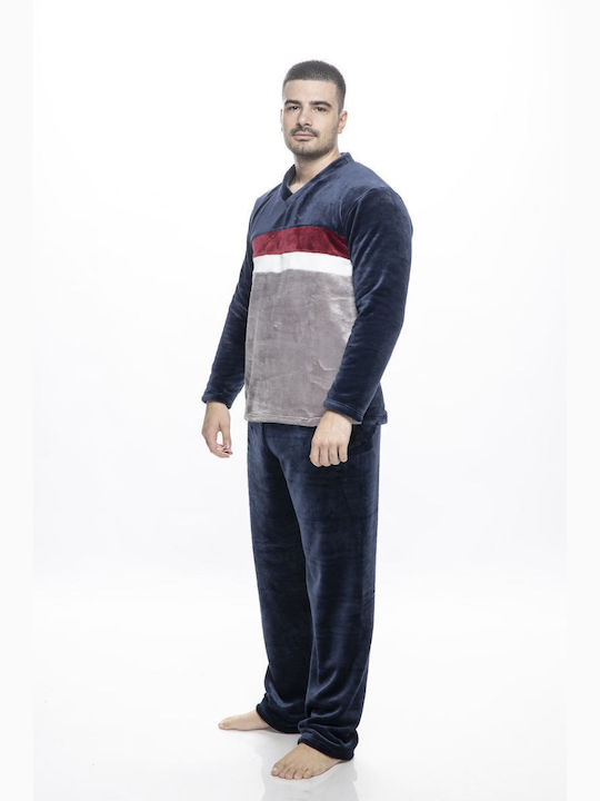 Koyote Men's Winter Fleece Pajamas Set Blue