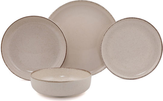 Geschirrset aus Porzellan Beige 16Stück