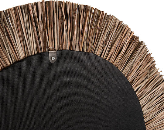 HomeMarkt Mendong Grass Wall Mirror with Beige Rattan Frame Diameter 70cm 1pcs