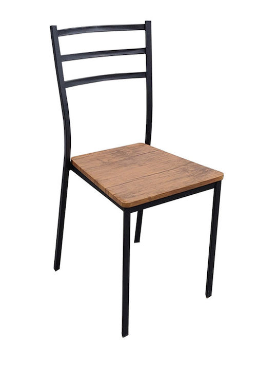 Table Kitchen Wooden with Metal Frame Black Velvet-Black Metal 100x60x75cm