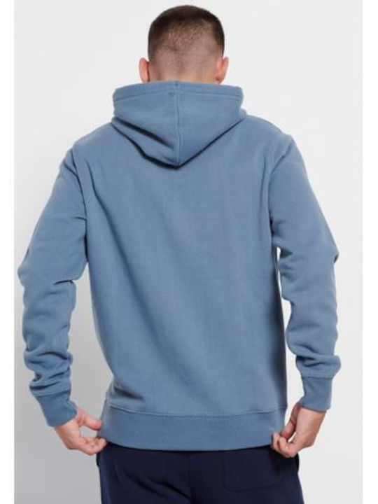 Funky Buddha Herren Sweatshirt mit Kapuze und Taschen Dusty Blue