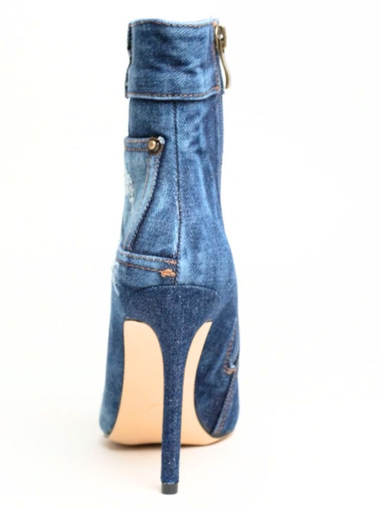 Women's Ankle Boots with High Heel Blue