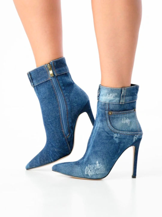 Women's Ankle Boots with High Heel Blue