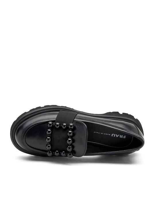 Leather Women's Moccasins in Black Color