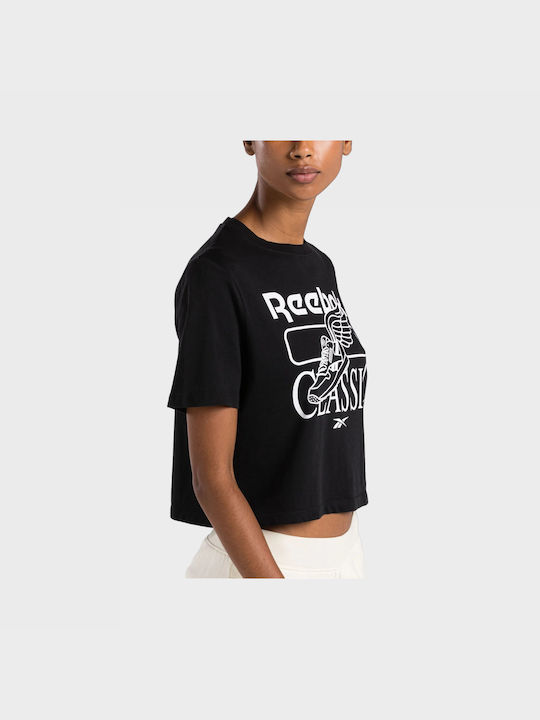 Reebok Classics Graphic Γυναικείο Αθλητικό Crop T-shirt Μαύρο