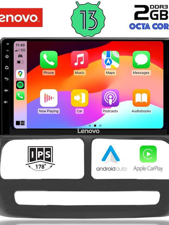 Lenovo Car-Audiosystem für Fiat Doblo 2010-2015 (Bluetooth/USB/WiFi/GPS/Apple-Carplay/Android-Auto) mit Touchscreen 9"