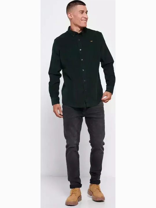 Long-sleeved Corduroy Shirt Pesto Green