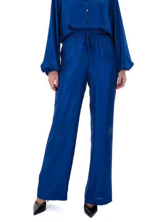 Zoya Pants Damen Stoff Hose mit Gummizug Straight Blau