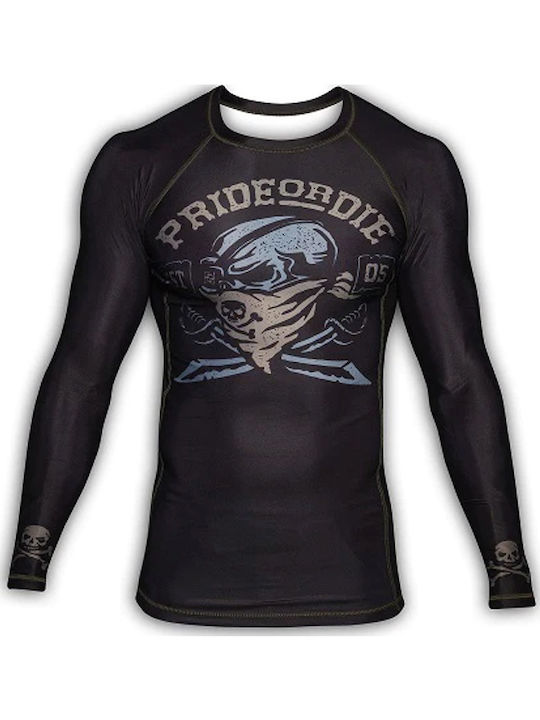 PrideOrDie Ανδρική Μακρυμάνικη Μπλούζα POD184 για Jiu-Jitsu Μαύρη