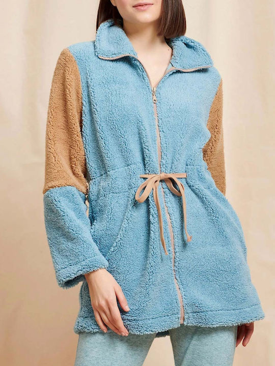 Jeanette Winter Women's Fleece Robe Turquoise