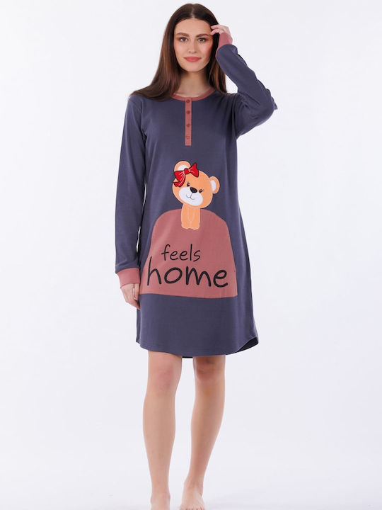 MEI Winter Women's Nightdress Gray