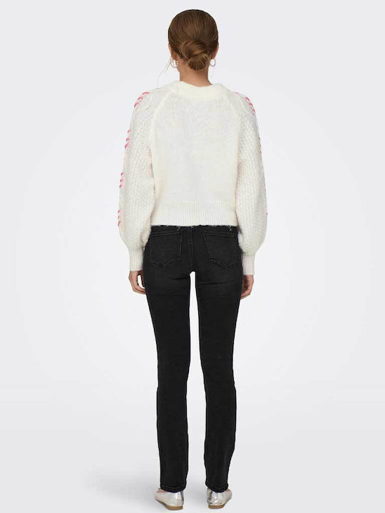 Only Women's Long Sleeve Sweater Woolen White