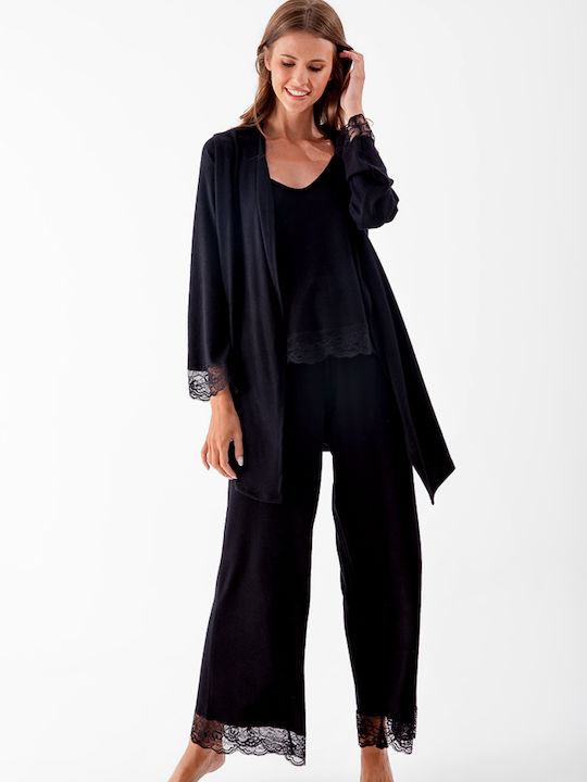 Pen-ky Winter Women's Robe Black