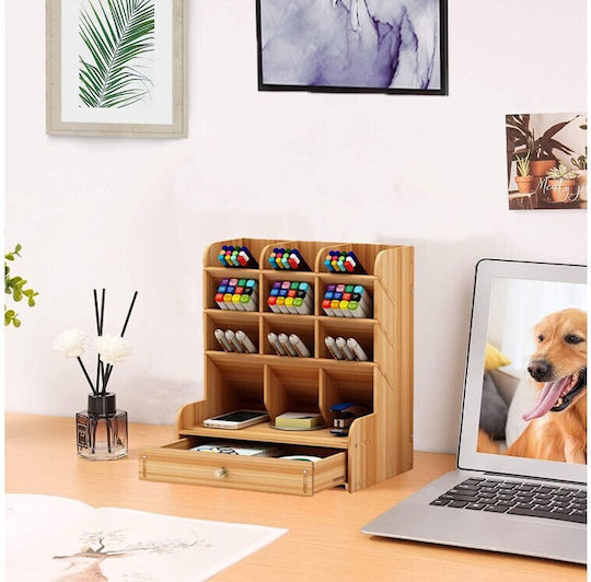 Wooden Office Organizer Cherry Brown 15x21x25.5cm