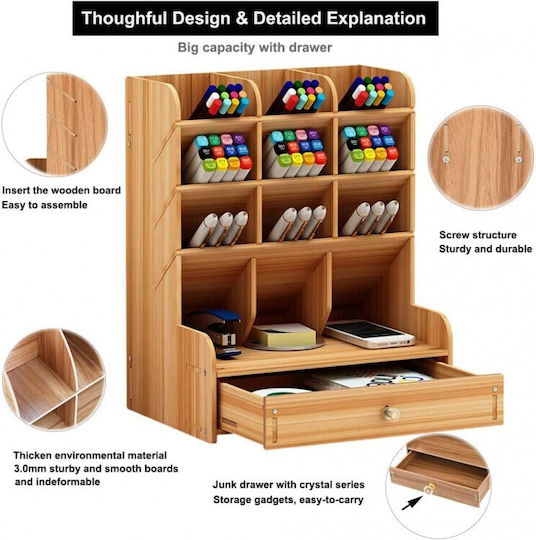 Wooden Office Organizer Cherry Brown 15x21x25.5cm