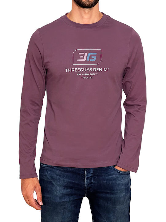 3Guys Men's Long Sleeve Blouse Purple