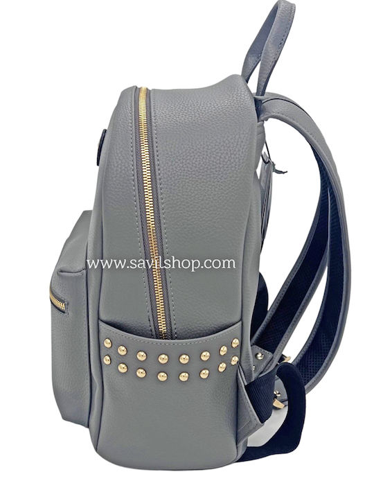 La tour Eiffel Leather Women's Bag Backpack Gray