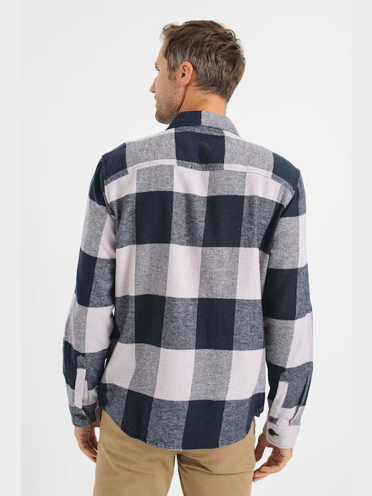 Only & Sons Cămașă Bărbătească Supraîmbrăcăminte Cu mânecă lungă Flanel Verificat Ciulin / Dark Navy