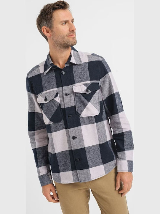 Дълъг Ръкав Фланелено Overshirt Стандартна Кройка Каре Thistle/Тъмносиня