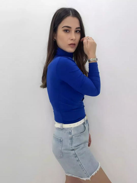 Damen Sport Bluse Langärmelig Blau