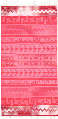 Summertiempo Beach Towel Pareo Red with Fringes 180x90cm.