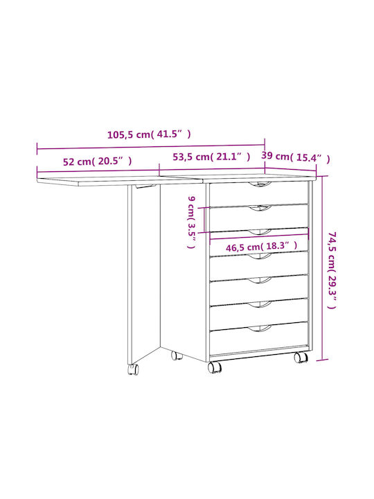 Schreibtisch Moss aus Massivholz Mit Honigbraun 105,5x39x74,5cm