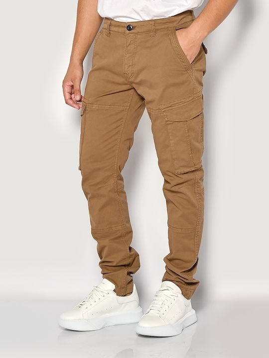 Camaro Men's Trousers Cargo Elastic Brown