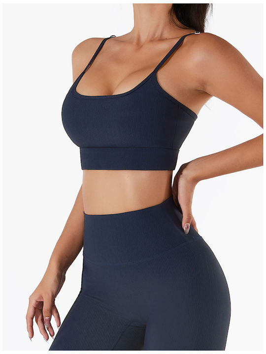 Amouna Women's Athletic Sports Bra Navy Blue