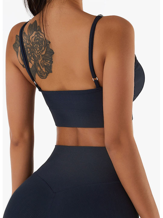 Amouna Women's Athletic Sports Bra Navy Blue