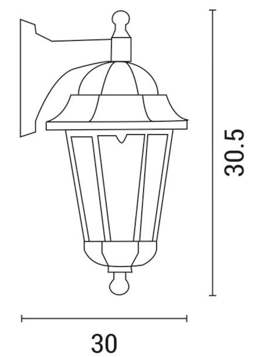 Eurolamp Wandmontierte Laterne für den Außenbereich IP44 E27 Schwarz