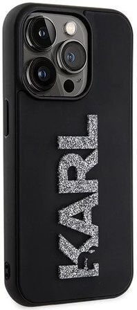 Karl Lagerfeld 3d Logo Glitter Back Cover Plastic Black (iPhone 15 Pro Max)