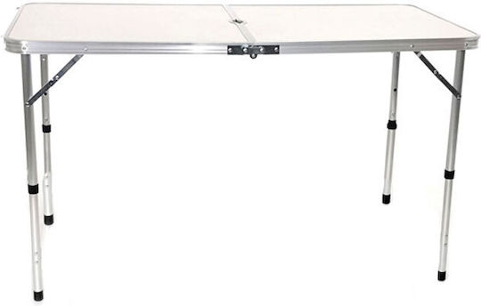 General Trade Metallic Camping Table Set Foldable in Case 120x60x71cm White 5 Pieces