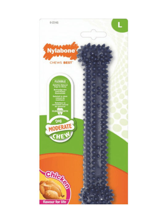 Nylabone Moderate Dental Παιχνίδι Κόκκαλο Σκύλου Μασητικό με Γεύση Κοτόπουλο Large Μπλε 1τμχ