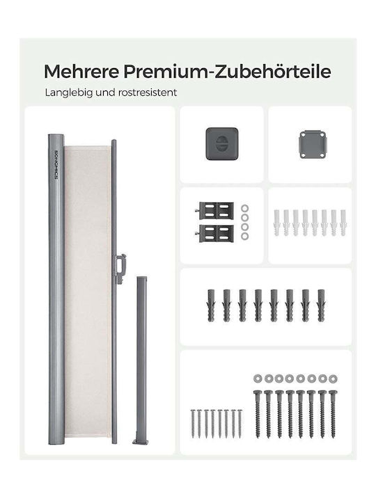 Songmics Seitenrolloschatten Garten Beige 2x2m