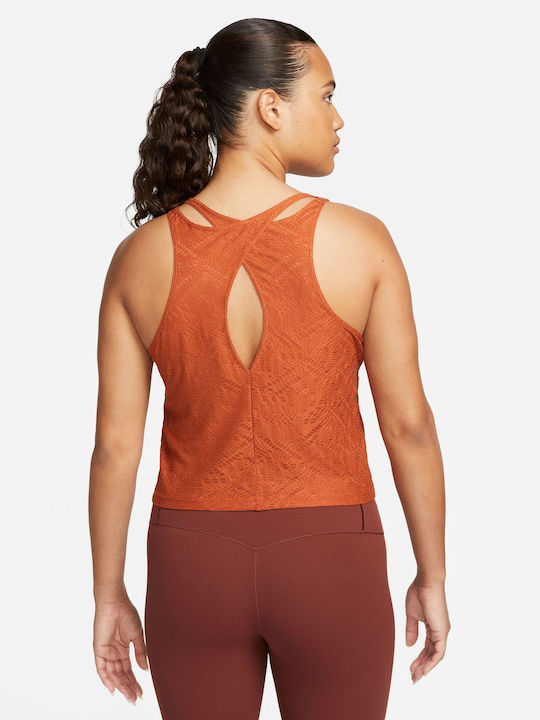 Nike Damen Sportliches Crop Top Ärmellos Dri-Fit Orange