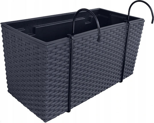 Marhome Rato Case Planter Box Plastic Charcoal 39.5x18.5x19.5cm.