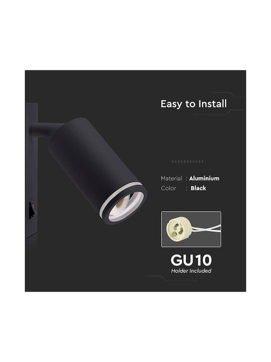 V-TAC Single Spot with Socket GU10 in Black Color