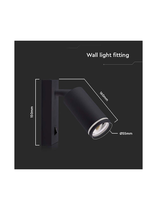 V-TAC Single Spot with Socket GU10 in Black Color