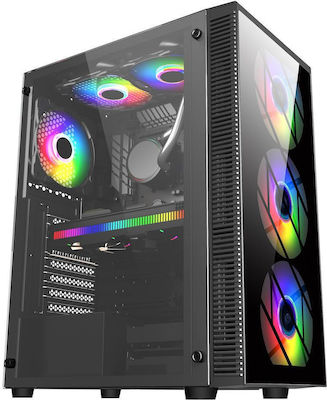 FSP/Fortron CMT192 Gaming Midi Tower Computer Case with Window Panel and RGB Lighting Black