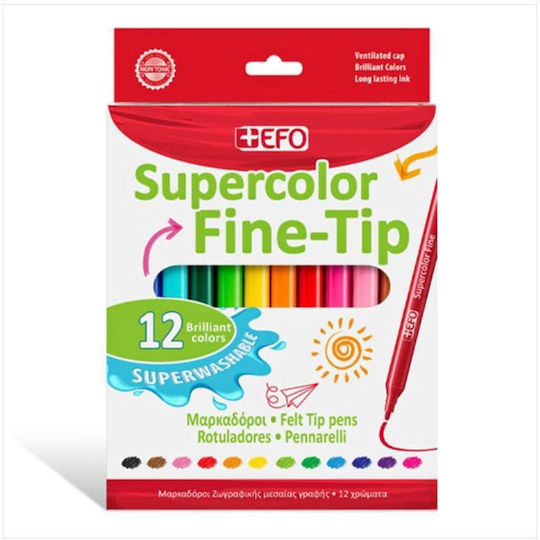 +Efo Supercolor Fine-Tip Waschbare Zeichenmarker Dünne Set 12Stück