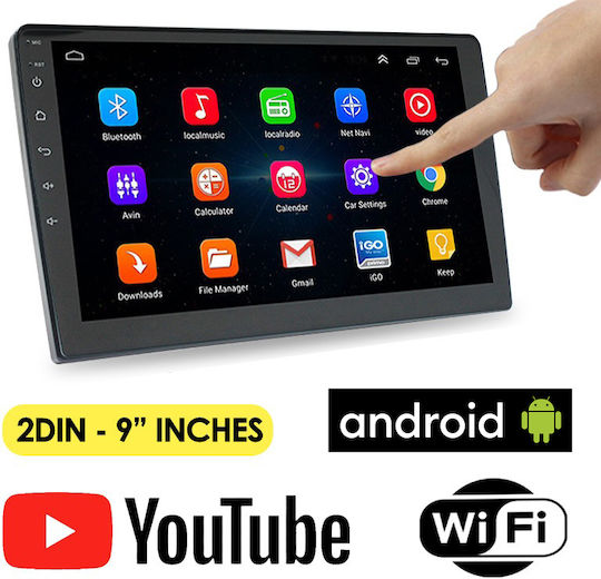 PerVoi Car Audio System 2DIN (Bluetooth/USB/WiFi/GPS/Apple-Carplay/Android-Auto) with Touch Screen 9"