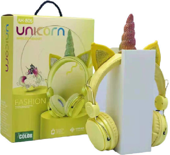 AH805 Unicorn Wireless / Wired On Ear Headphones with 18 hours of Operation Yelow