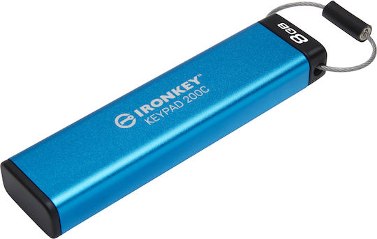 Kingston IronKey Keypad 200C 8GB USB 3.2 Stick with connection USB-C Blue