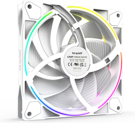Be Quiet Light Wings Case Fan 140mm (2200rpm / 121.8cfm) με ARGB Φωτισμό και Σύνδεση 4-Pin PWM 3τμχ Λευκό