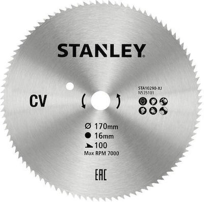 Stanley STA10290 Cutting Disc Wood 170mm with 100 Teeth 1pcs