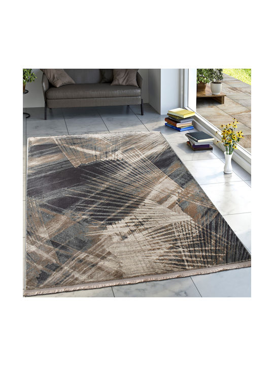 Rug Rectangular with Fringes Gray