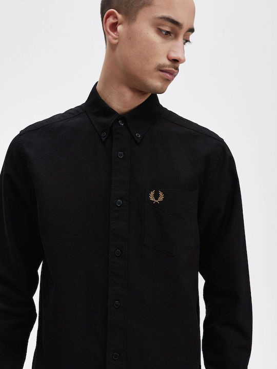 Fred Perry Βαμβακερό Πουκάμισο Μαύρο